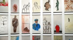 NEW YORK, NY - SEPTEMBER 01: Some of the paintings by artist Manju Shandler are on view at a preview of the new exhibition at the 9/11 Memorial Museum titled "Rendering the Unthinkable: Artists Respond to 9/11" on September 1, 2016 in New York City. The exhibition at the museum on the site of the former World Trade Center towers features thirteen artworks that were created in response to 9/11, including paintings, sculptures, video and other media. The show will open September 12 and run until January. Spencer Platt/Getty Images/AFP
